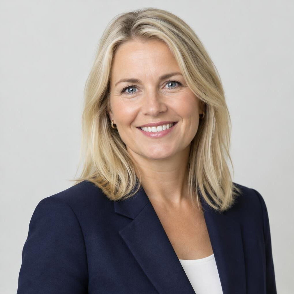 Portrait of a smiling Norwegian woman in business casual